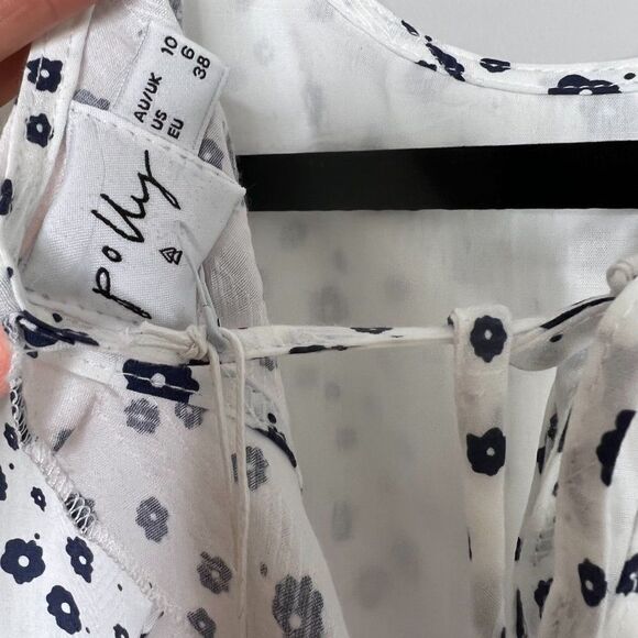 Princess Polly Womens White Floral Ruffle Open Tie Back Nate Mini Dress Size 6 - Picture 5 of 10